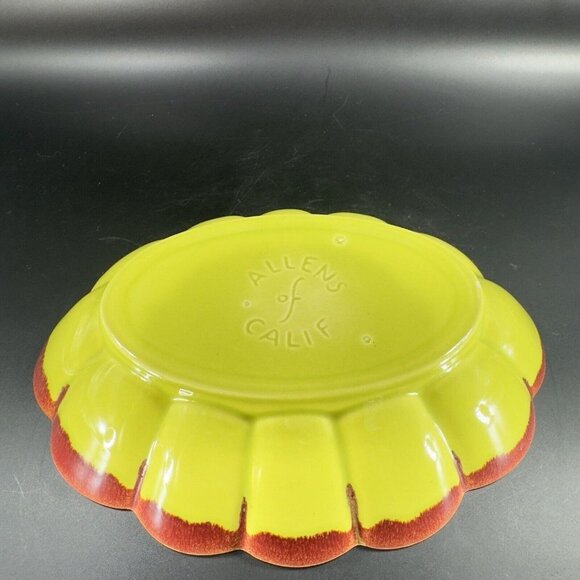 Vintage Allens of California Drip Glaze Green Sunrise Pottery Dish Bowl Planter - Picture 16 of 16